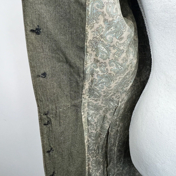 Plenty Tracy Reese Anthropologie Olive Green Embroidered Long Denim Nehru Jacket - Picture 8 of 16